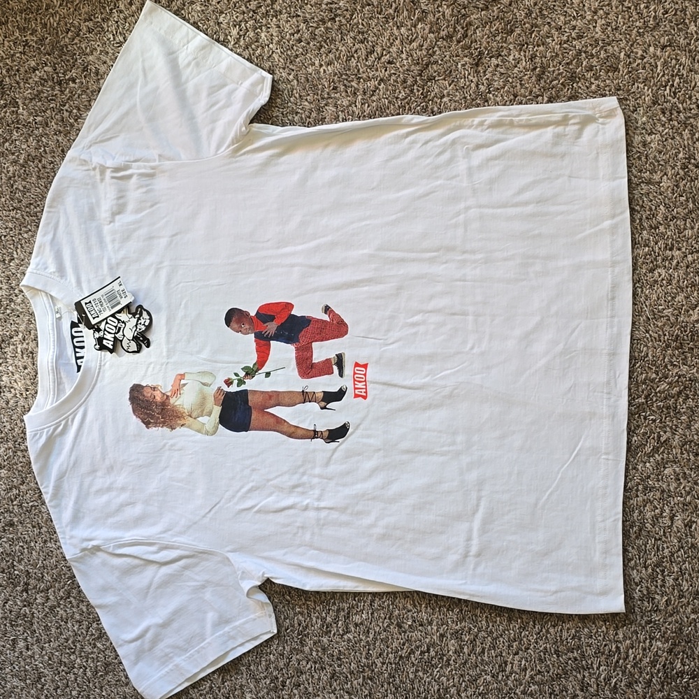 Rare Akoo Graphic Tee with Young Man On His Knee